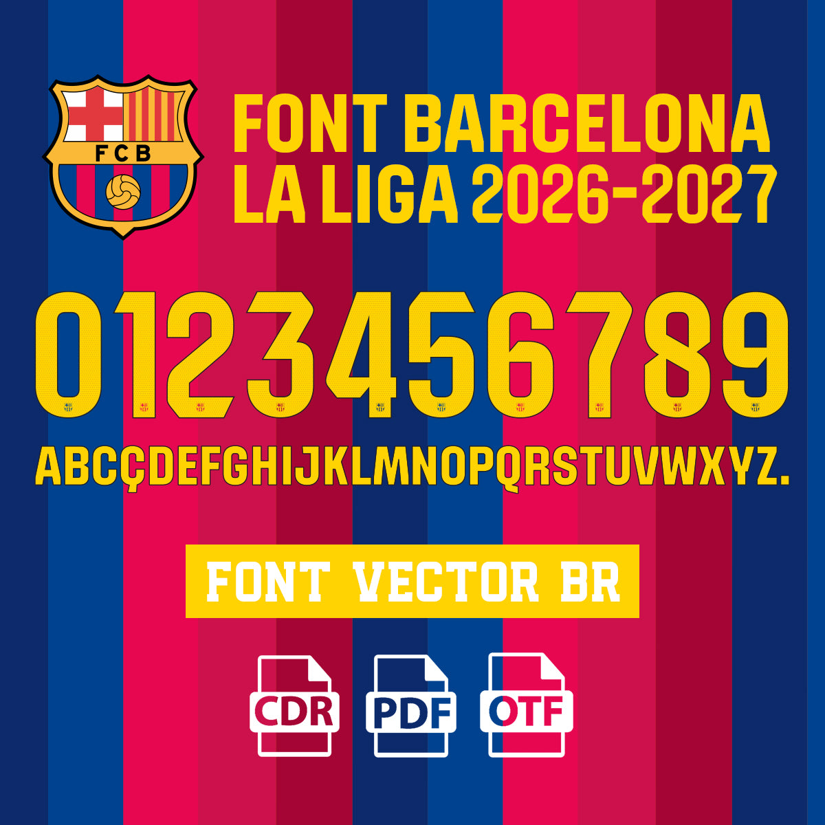 Font FC Barcelona Home La Liga 2026/27 Vector
