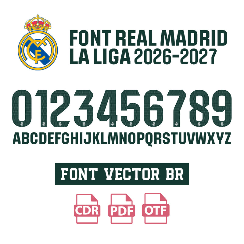 Font Real Madrid Home La Liga 2026/27 Vector